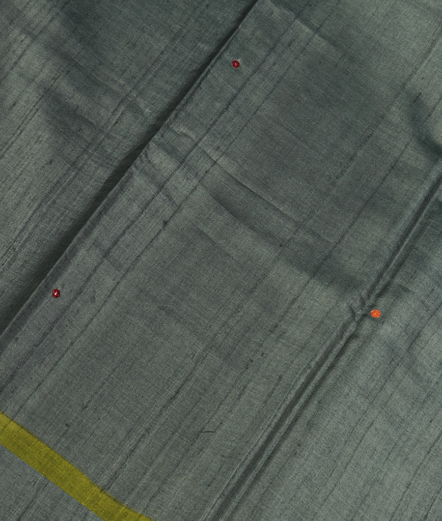 Bluish Grey Tussar Cut Work Saree T278914-image