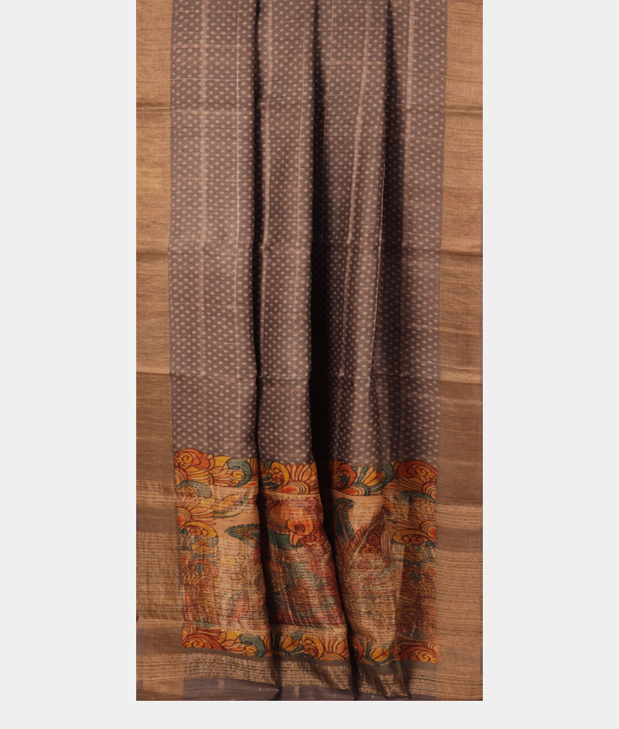 Grey Tussar Printed Saree T2747352