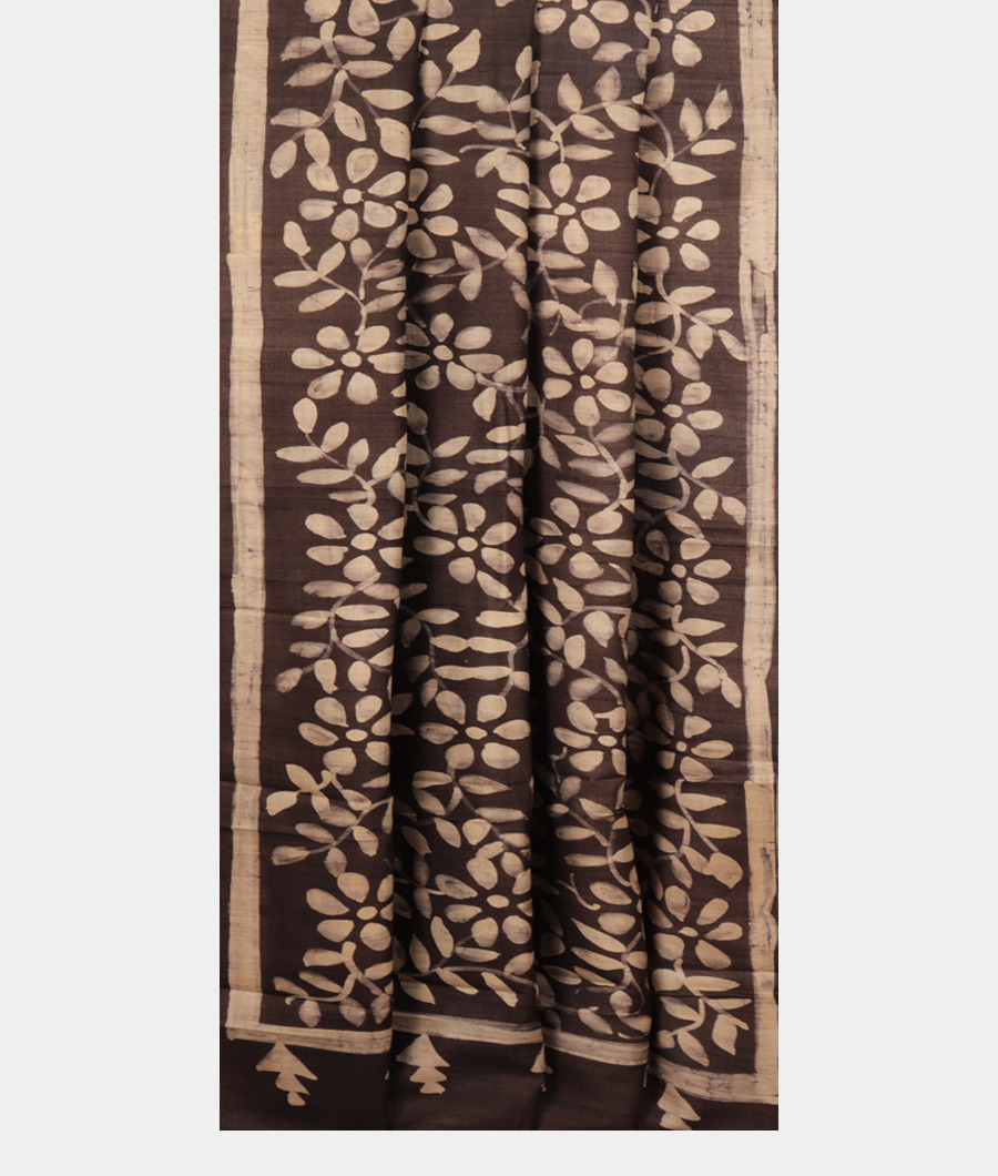 Black Tussar Printed Saree T2838132