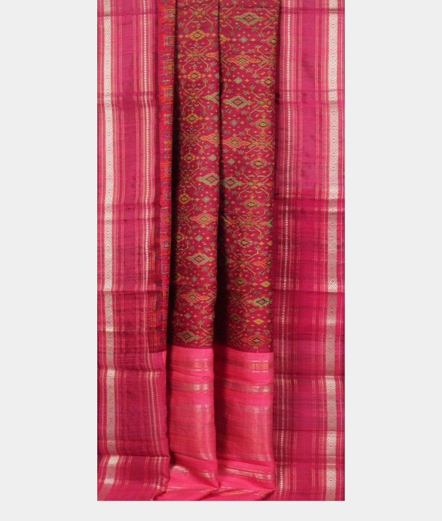 Magenta Tussar Printed Saree T2503492