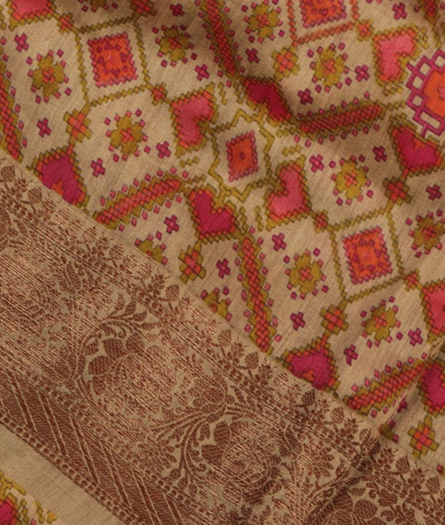 Grey Tussar Printed Saree T268440-image