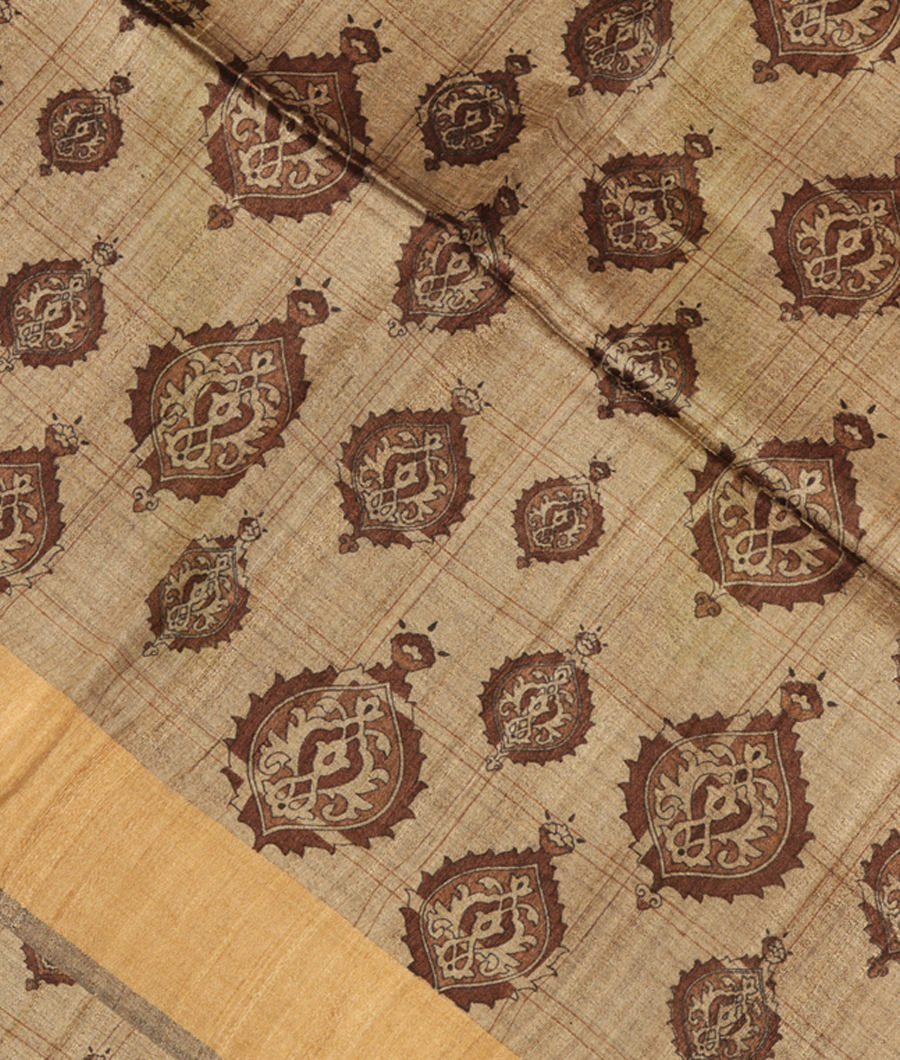 Grey Tussar Printed Saree T289917-image