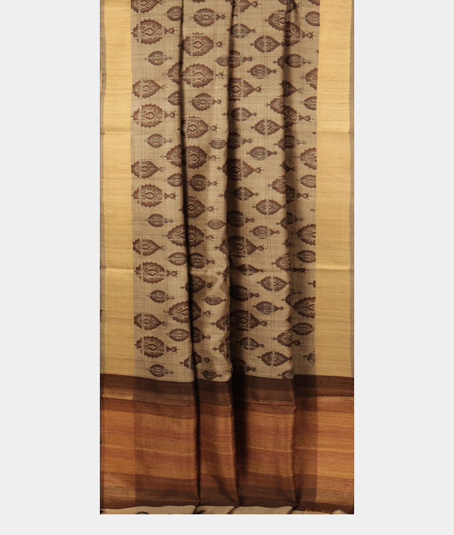 Grey Tussar Printed Saree T2899172