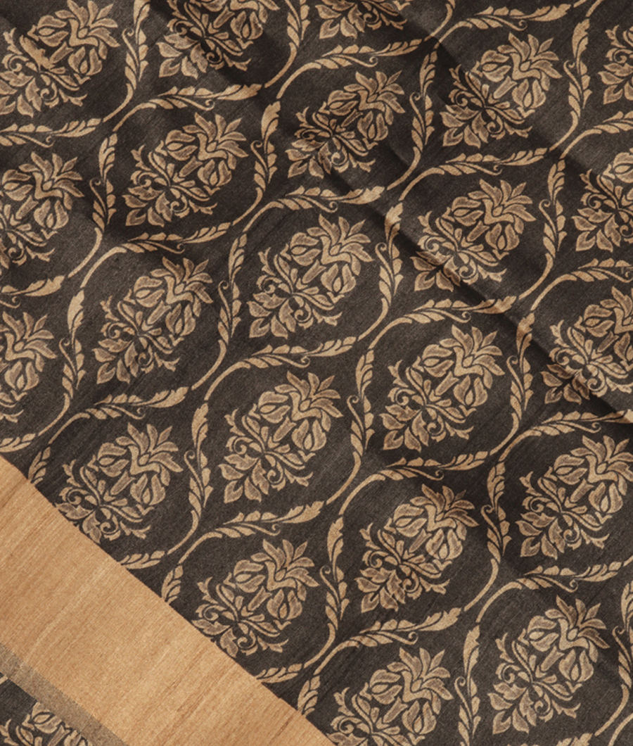 Black Tussar Printed Saree T289881-image