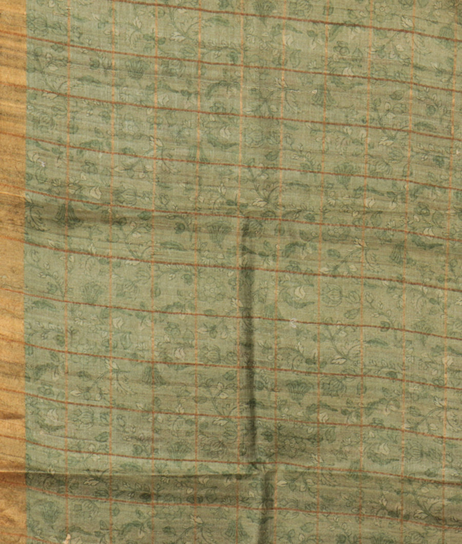 Green Tussar Printed Saree T2839463