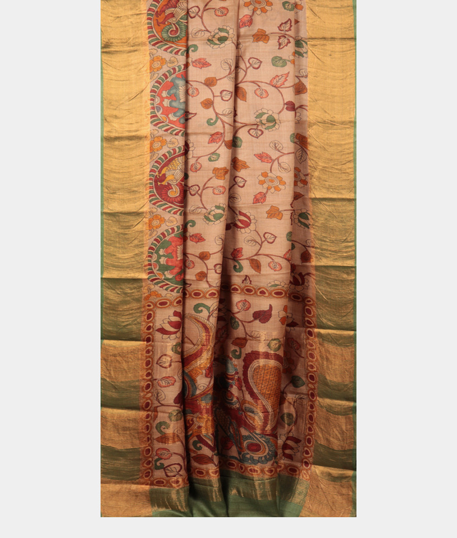 Beige Tussar Printed Saree T2900582