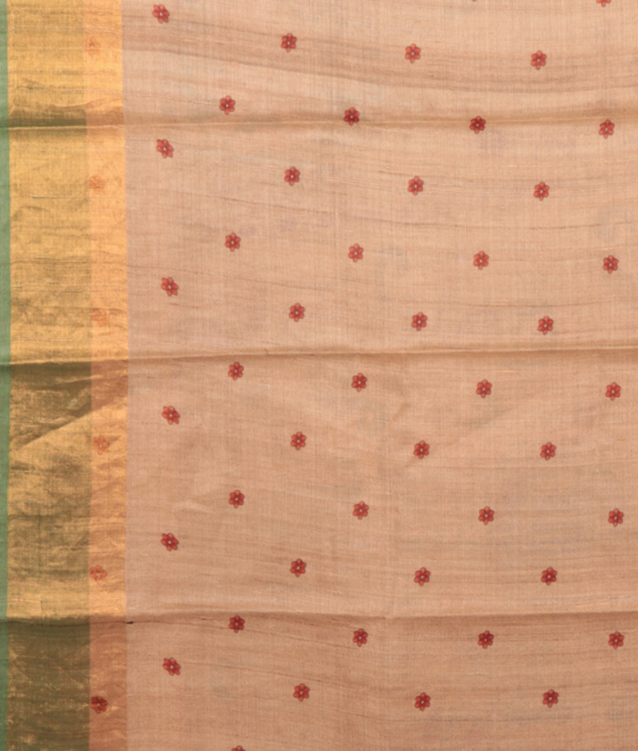 Beige Tussar Printed Saree T2900583