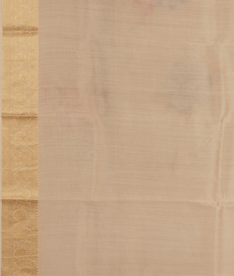 Cream Kora Organza Printed Saree T2418703