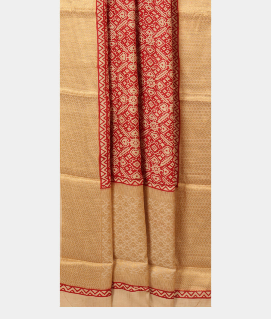 Cream Tussar Printed Saree T2383982