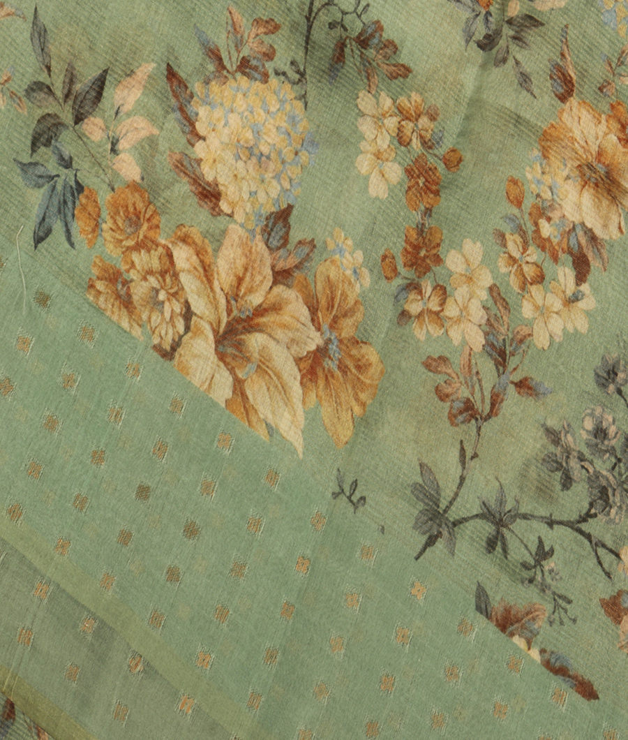 Green Tissue Organza Printed Saree T283196-image