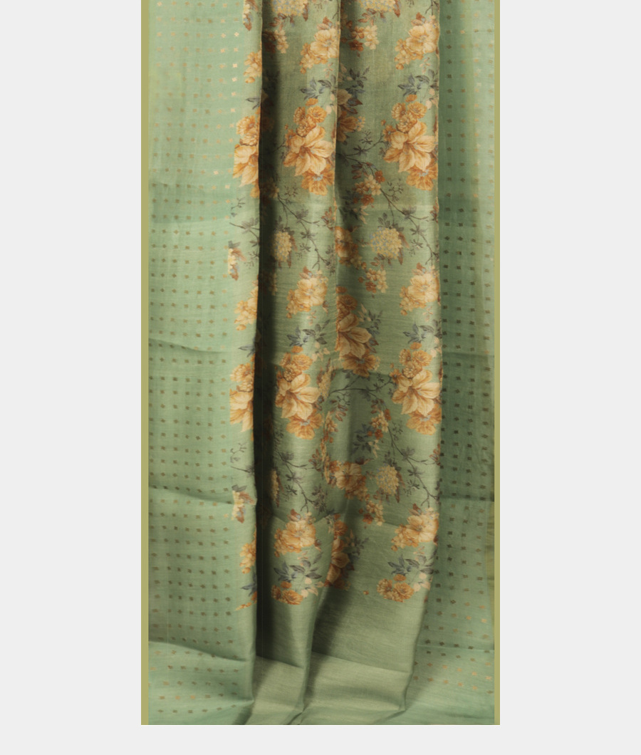 Green Tissue Organza Printed Saree T2831962