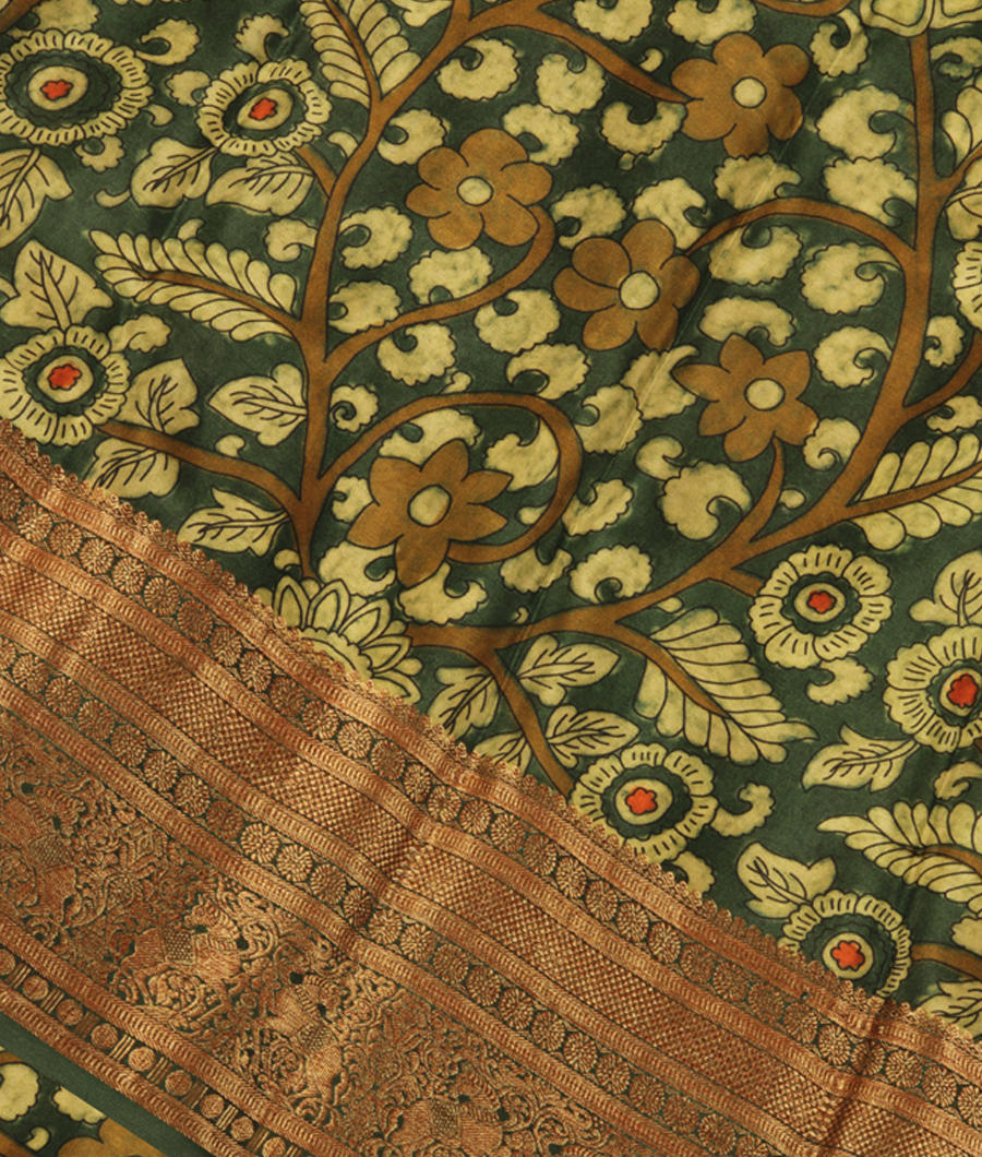 Green Printed Crepe Silk Saree T276878-image