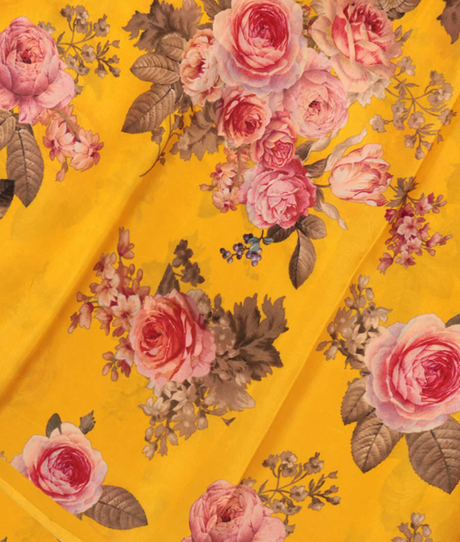 Yellow Satin Crepe Silk Saree T293103-image