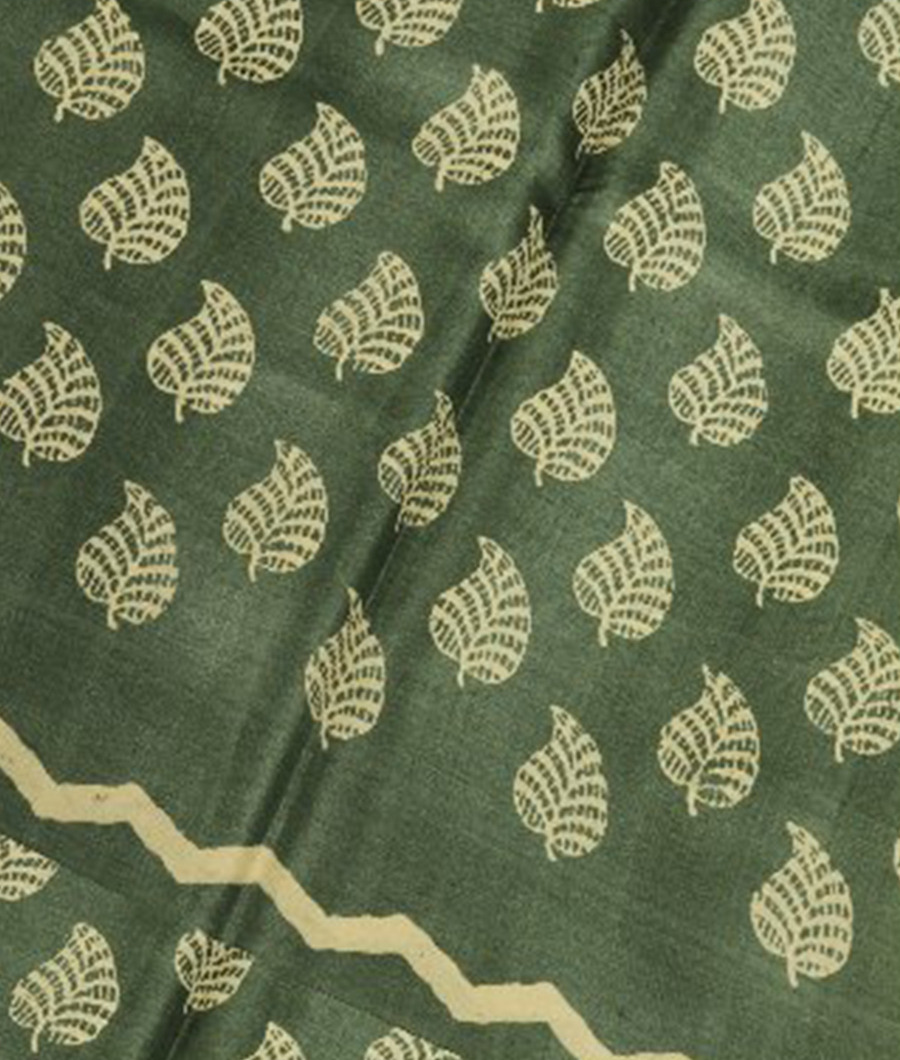 Green Tussar Printed Saree T280368-image