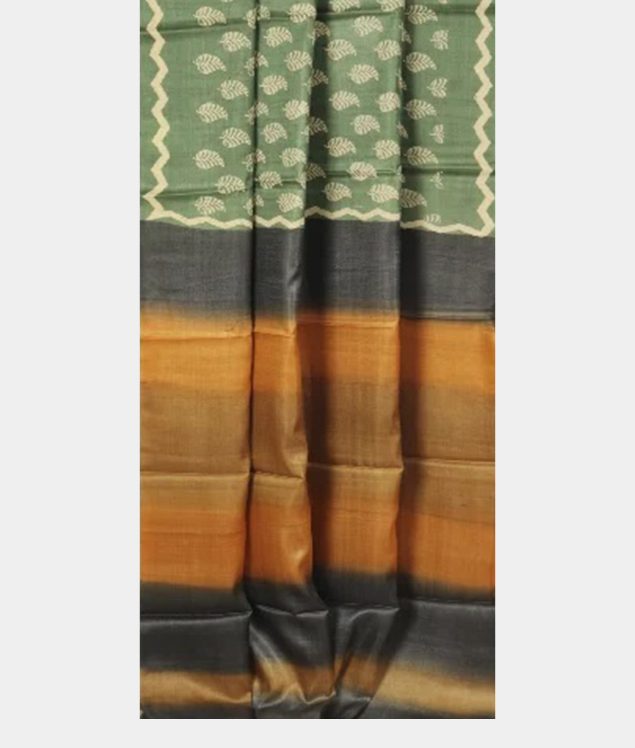 Green Tussar Printed Saree T2803682