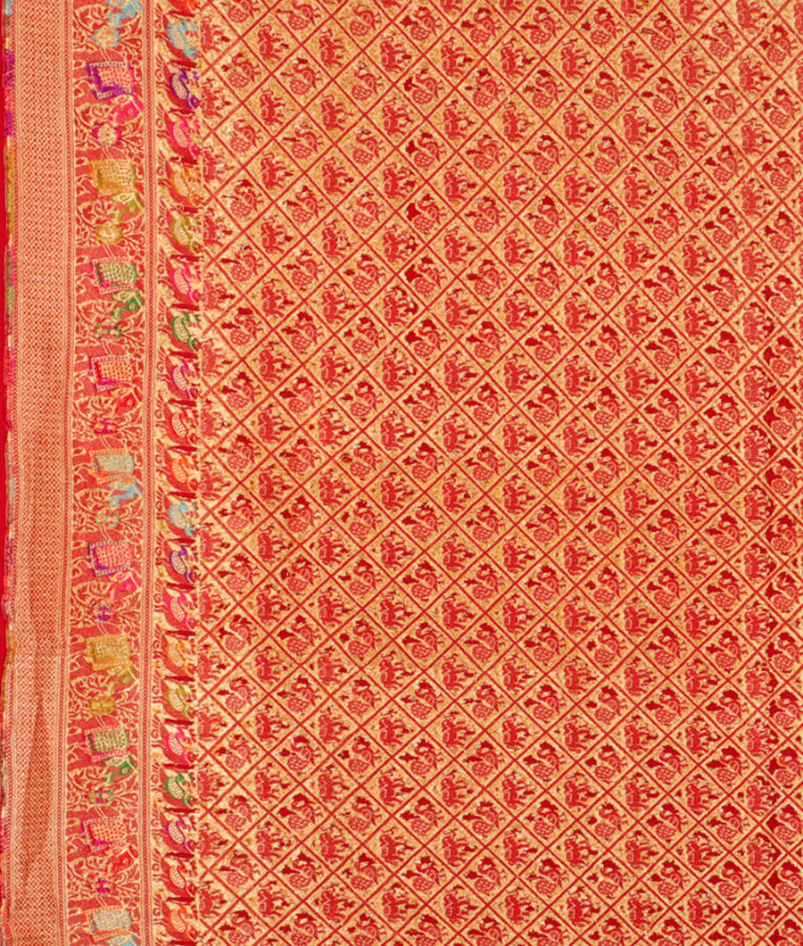 Yellow Banaras Georgette Silk Saree with Paithani Border T2718703