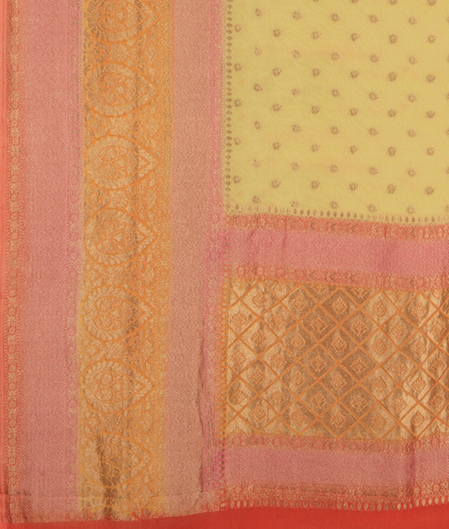 Light Yellow Banaras Georgette Silk Saree T2718264