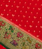 Red Banaras Georgette Silk Saree with Paithani Border T2670151