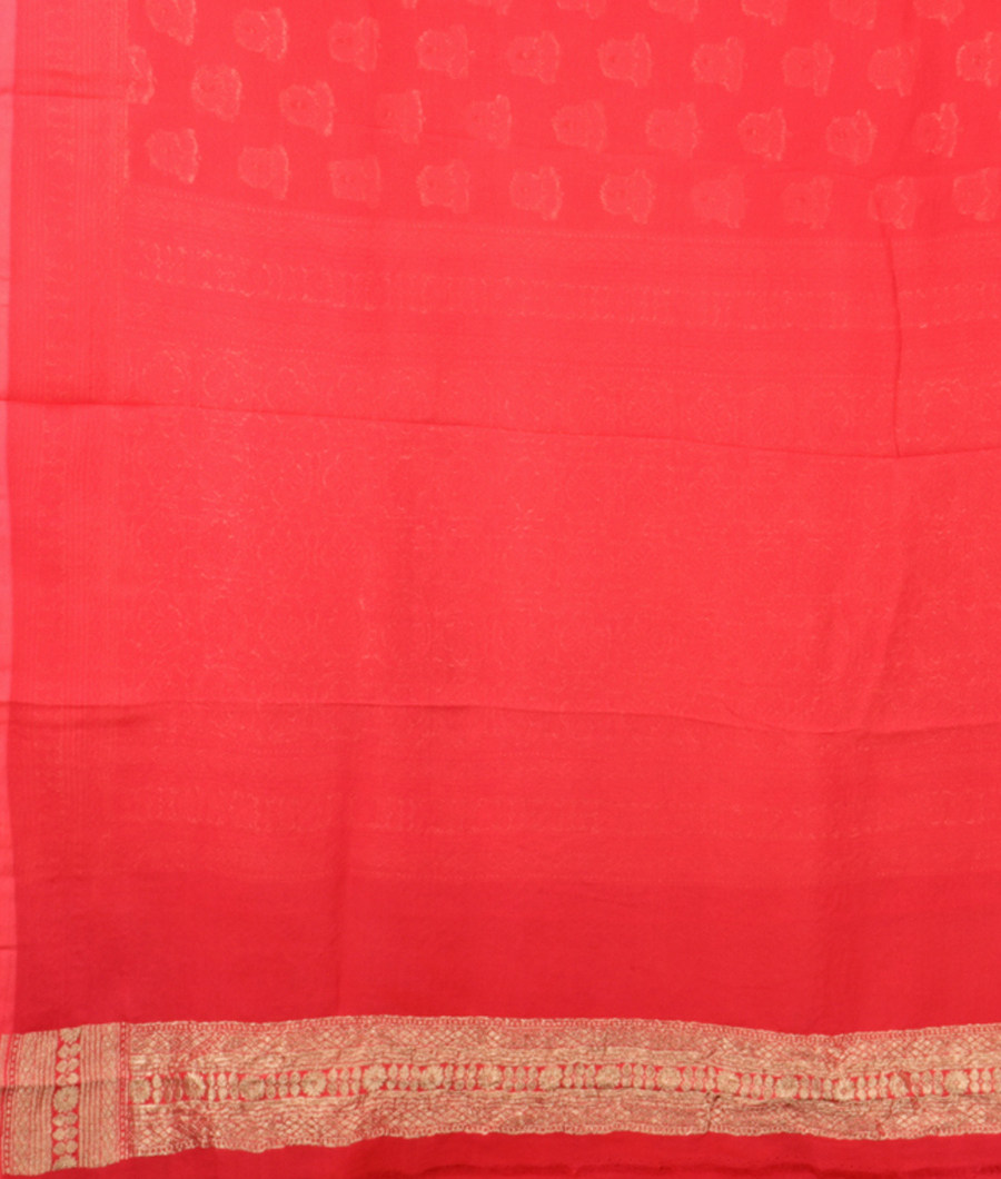 Dark Peach Banaras Georgette Silk Saree T2710783