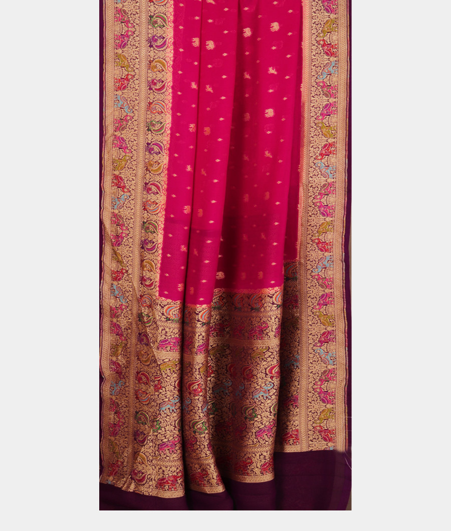 Pink Banaras Georgette Silk Saree T2670032