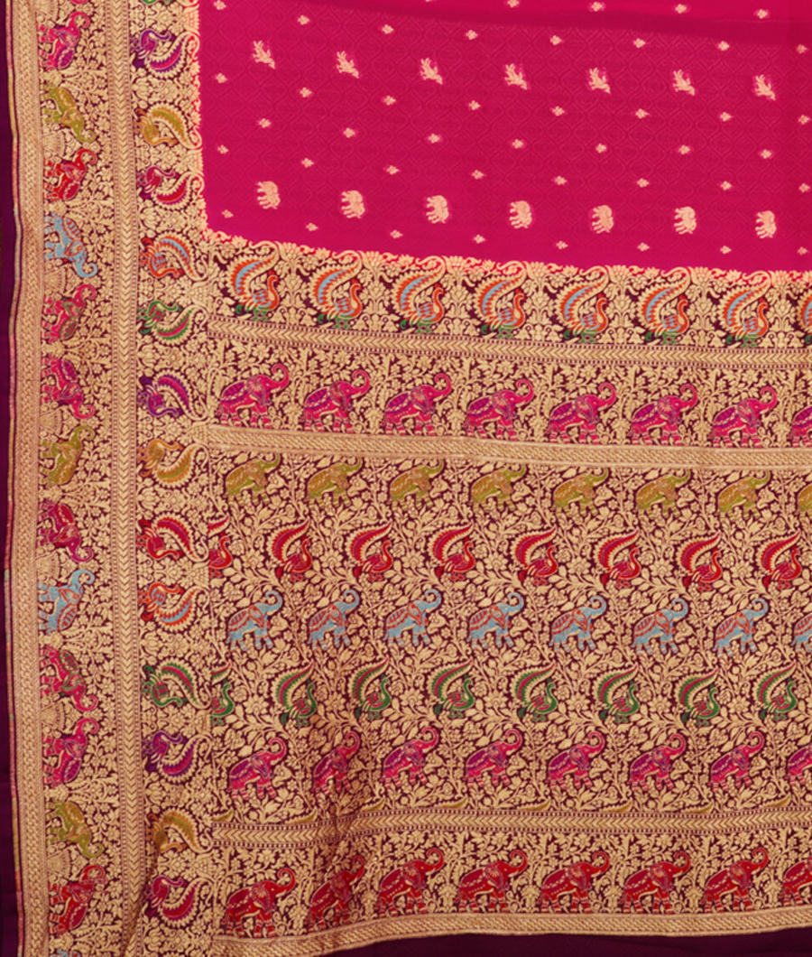 Pink Banaras Georgette Silk Saree T2670034