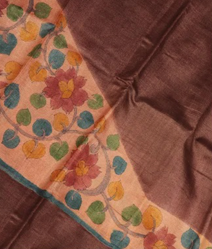Purple Tussar Printed Saree T35562-image