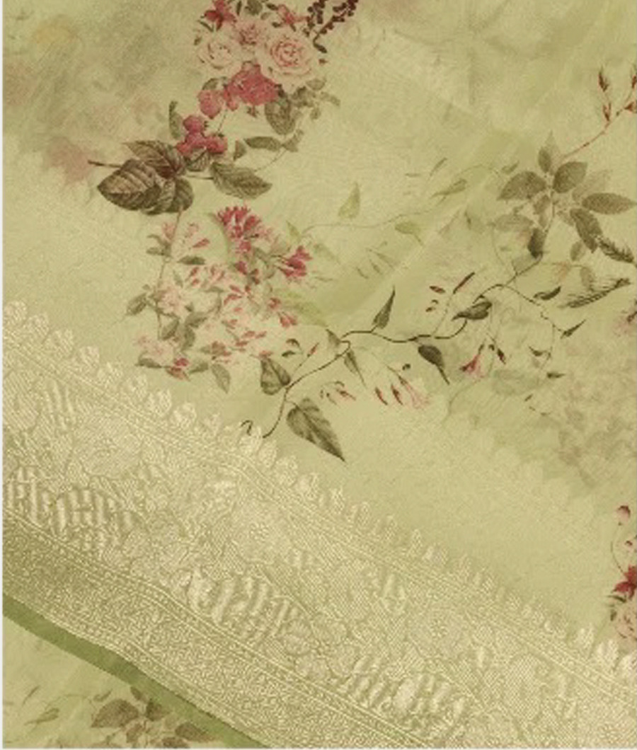 Light Green Printed Organza T273108-image