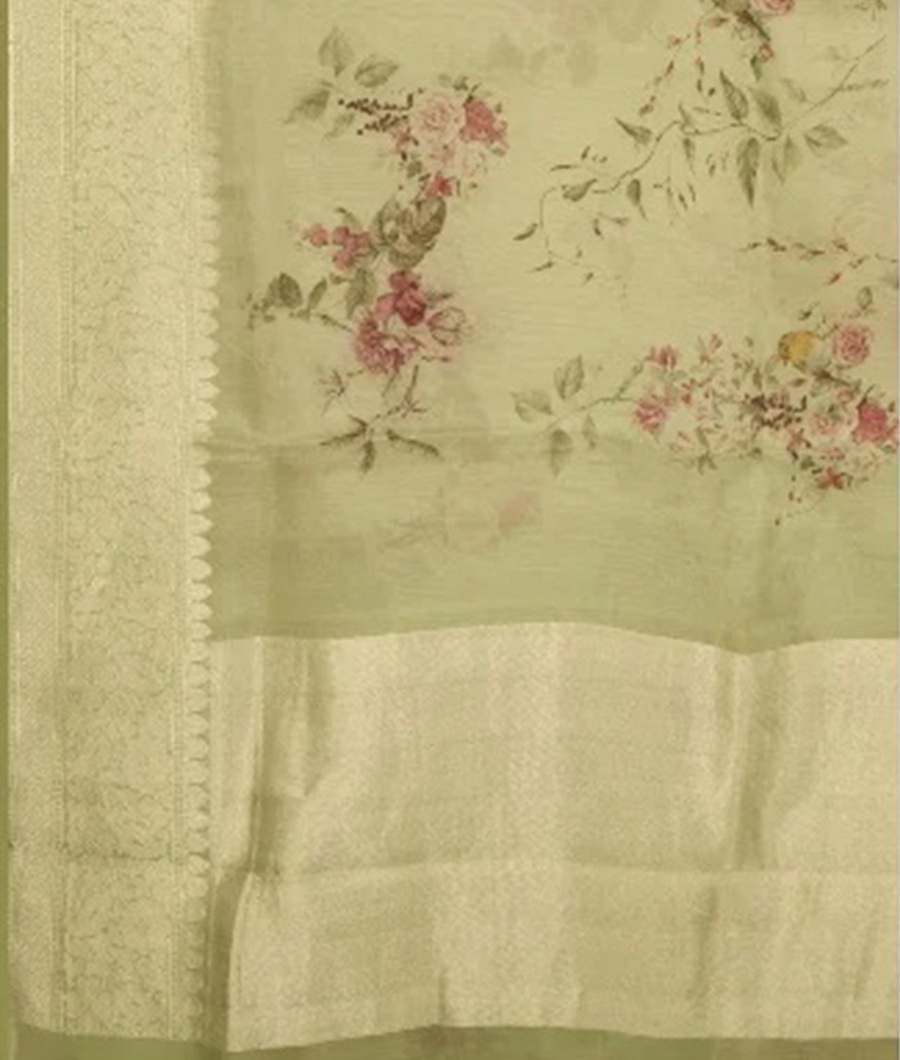 Light Green Printed Organza T2731084