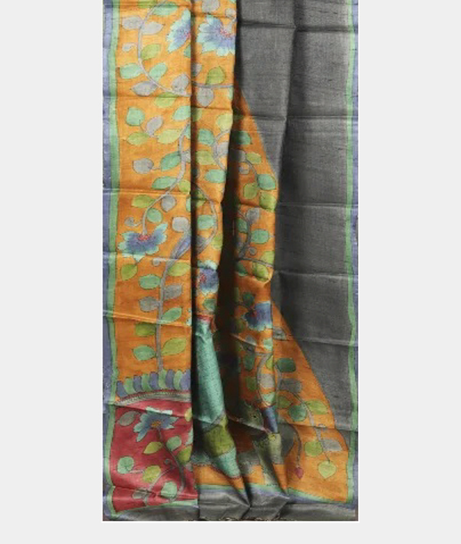 Grey Tussar Printed Saree T2690692