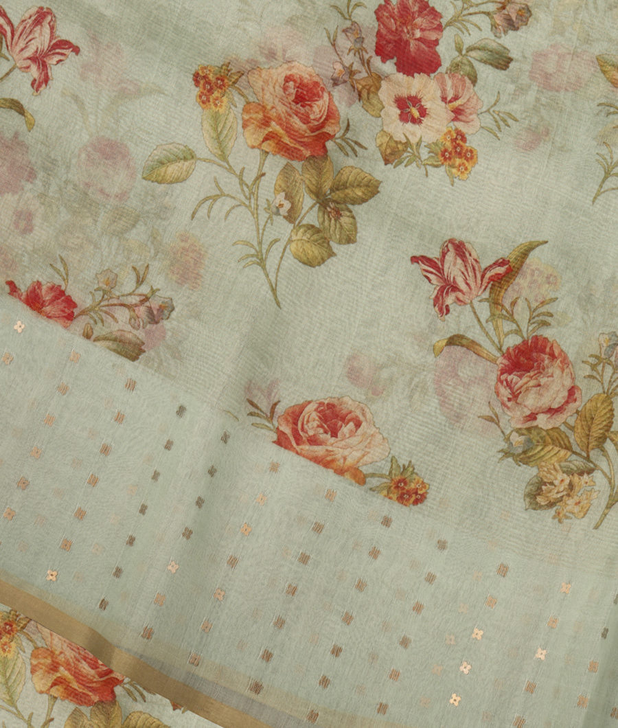 Light Blue Tissue Organza Printed Saree T283175-image