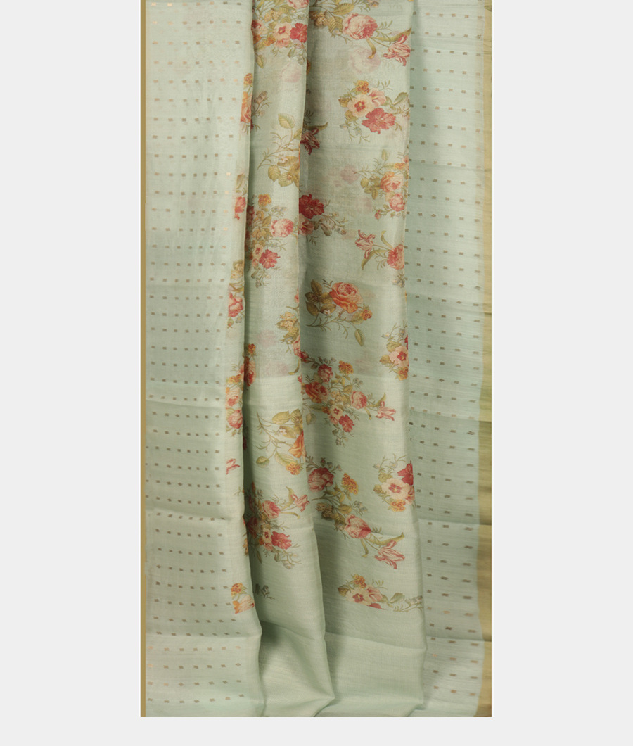 Light Blue Tissue Organza Printed Saree T2831752