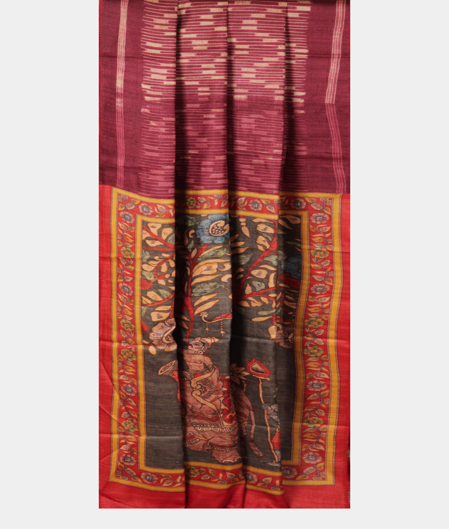 Purple Tussar Printed Saree T2822272