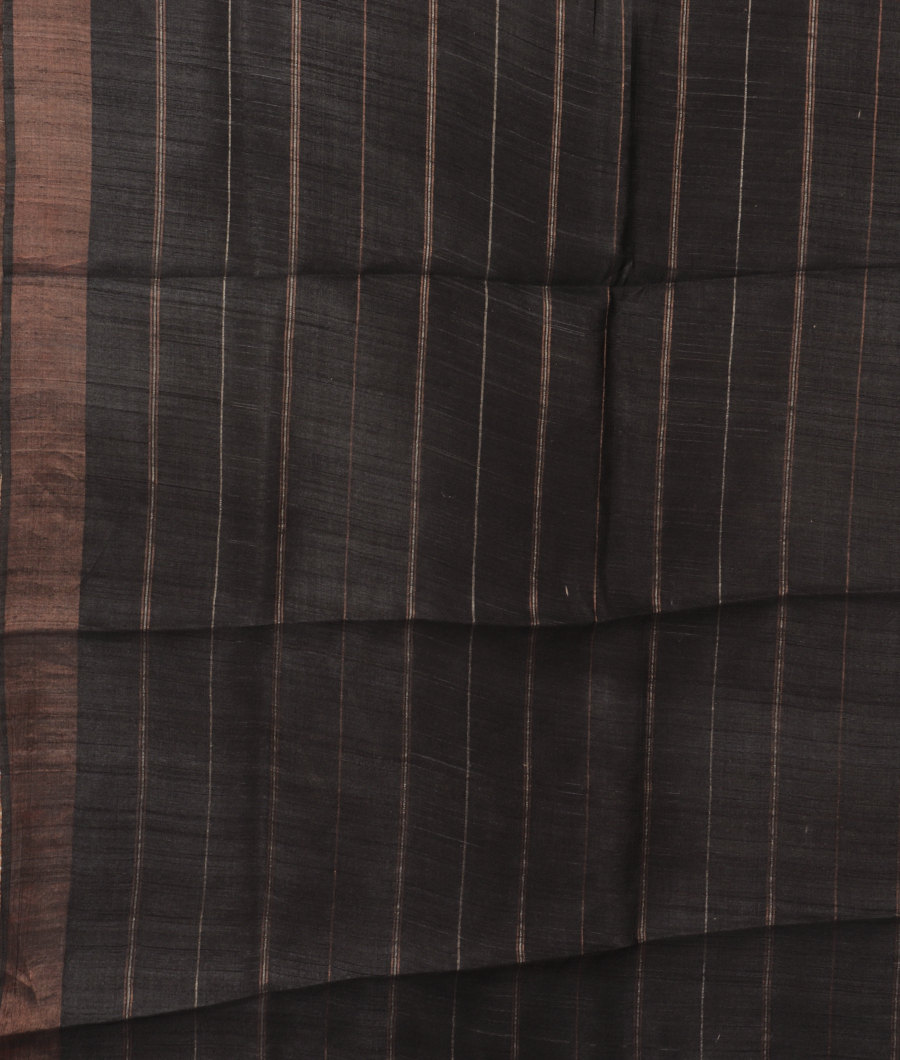 Black Tussar Printed Saree T2427383