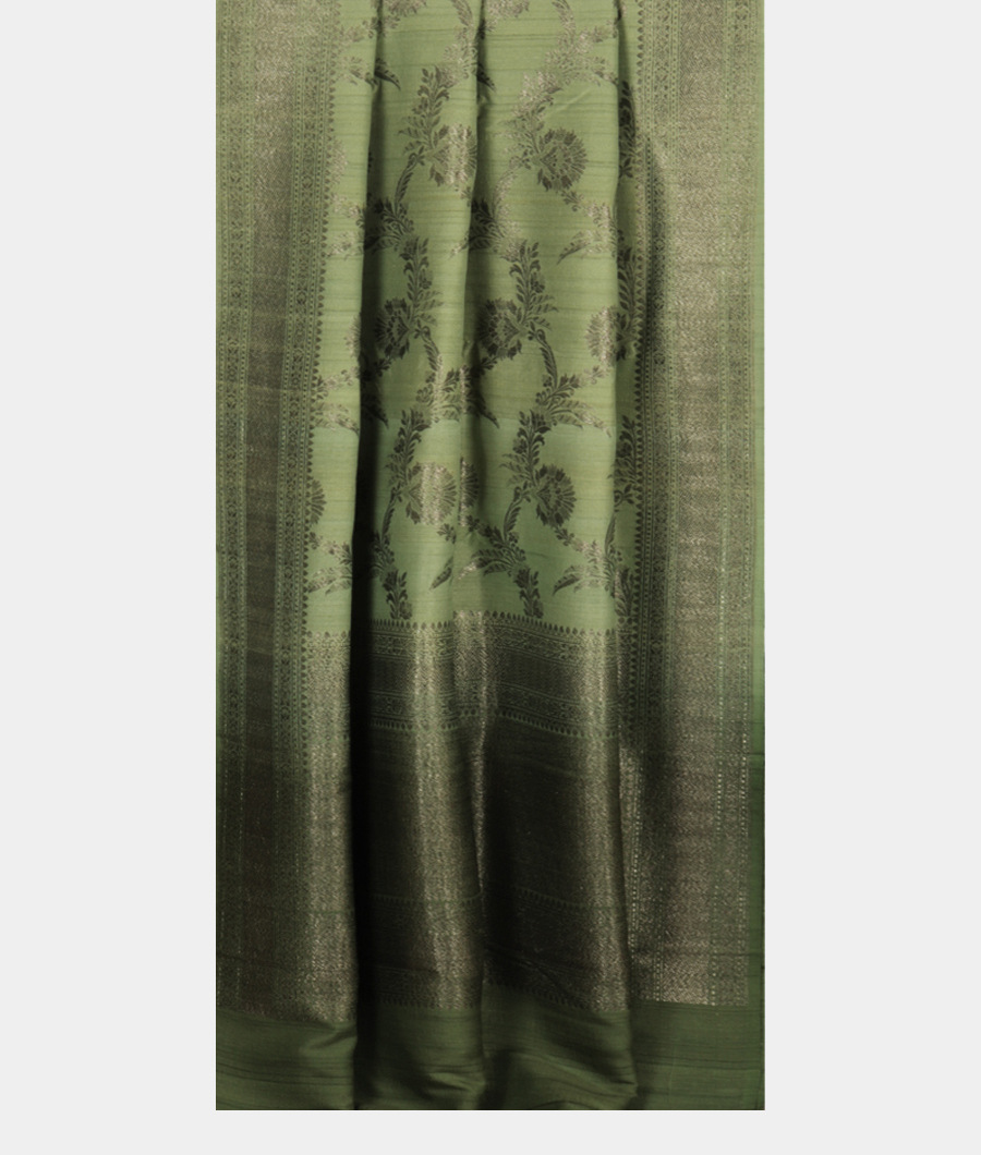 Sage Green Tussar Georgette Silk Saree T2401032
