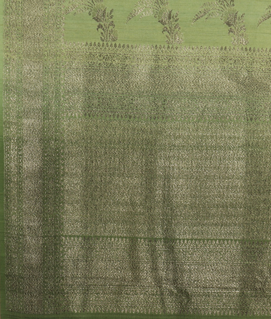 Sage Green Tussar Georgette Silk Saree T2401034