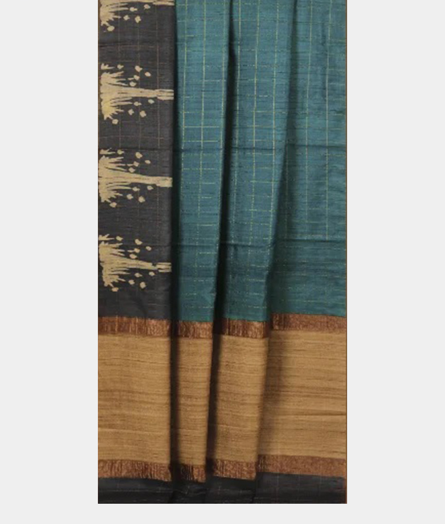 Blue Tussar Printed Saree T2789272