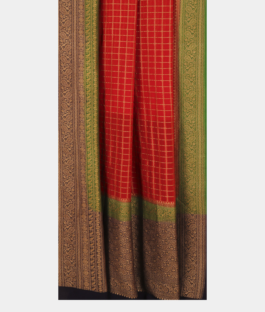 Orange Banaras Georgette T2718562