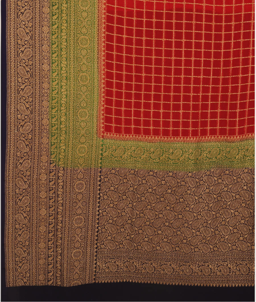 Orange Banaras Georgette T2718564