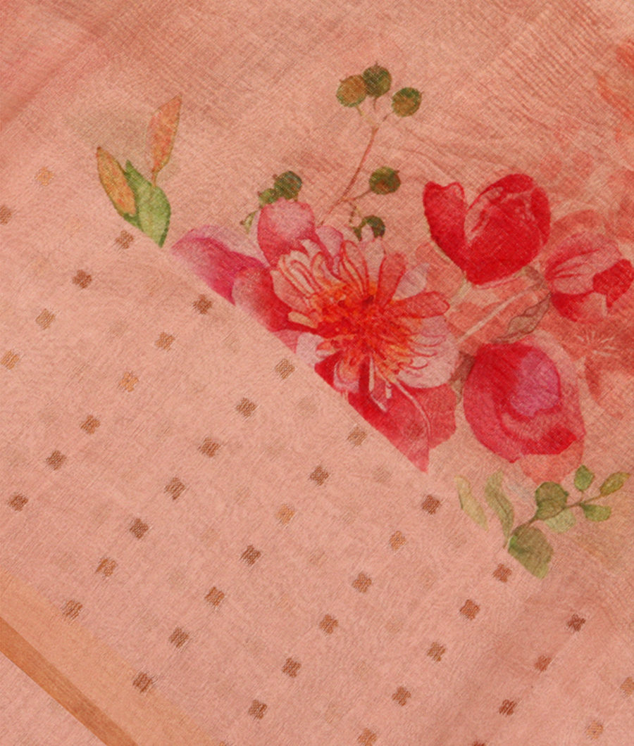 Peach Tissue Organza Printed Saree T283194-image