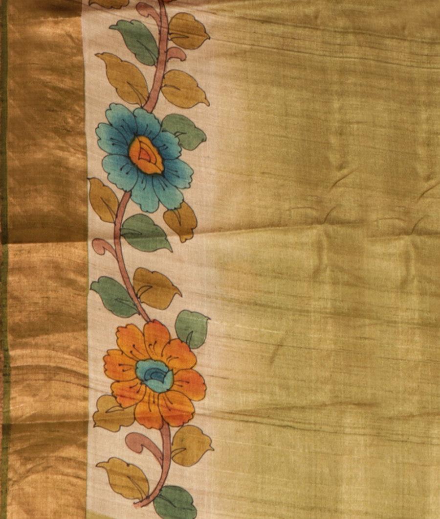 Beige Tussar Printed Saree T2838633