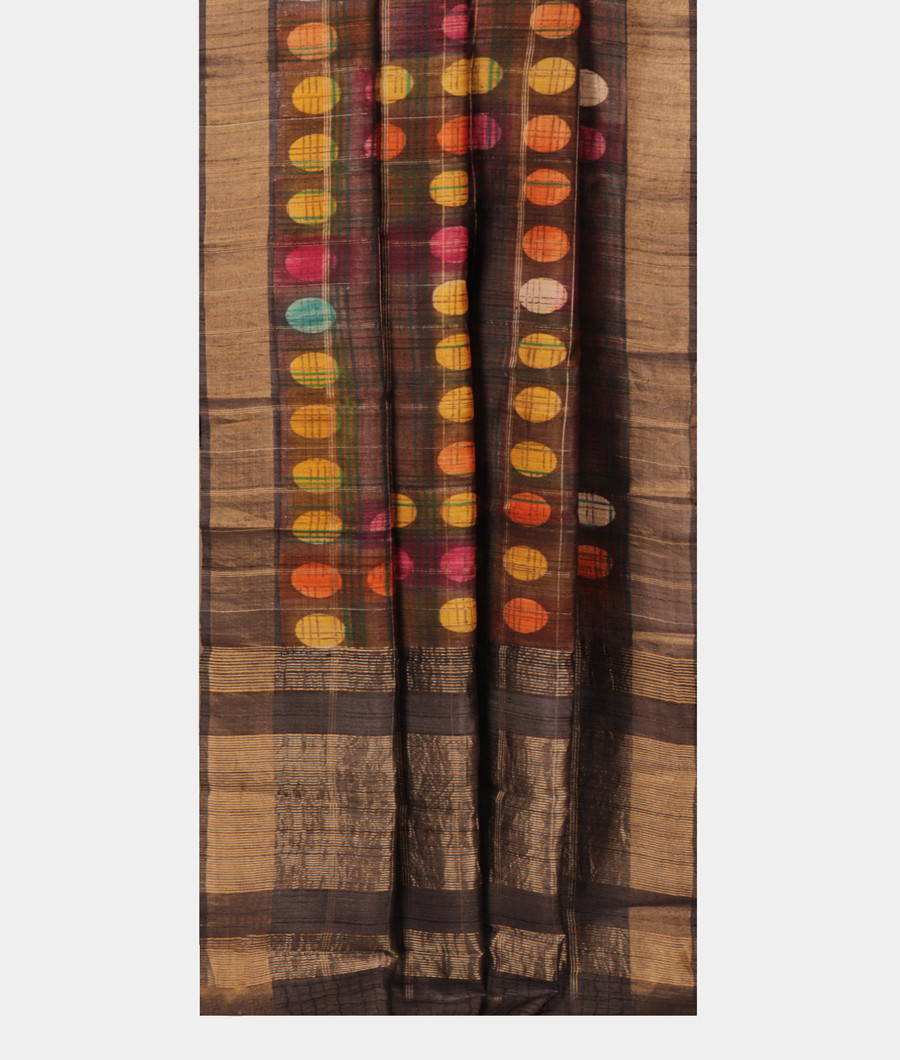 Brown Tussar Printed Saree T2595602