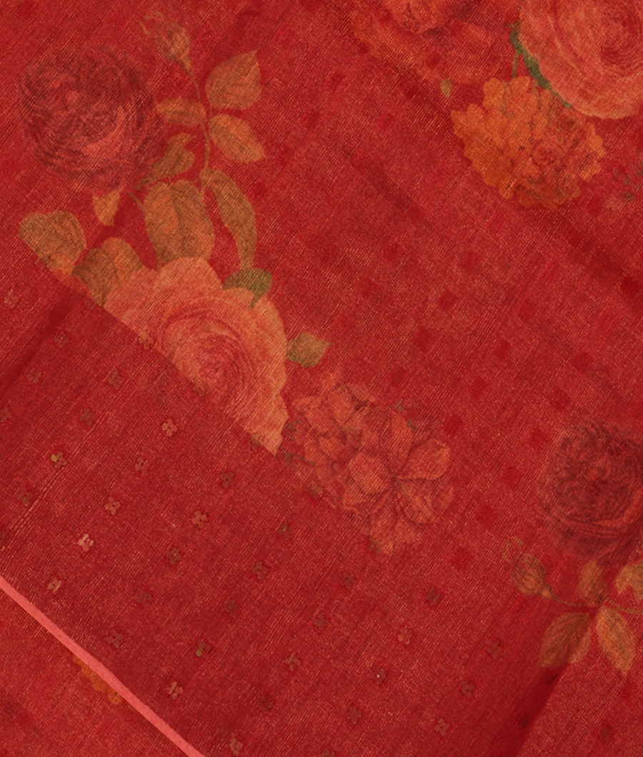 Red Tussar Printed Saree T283820-image