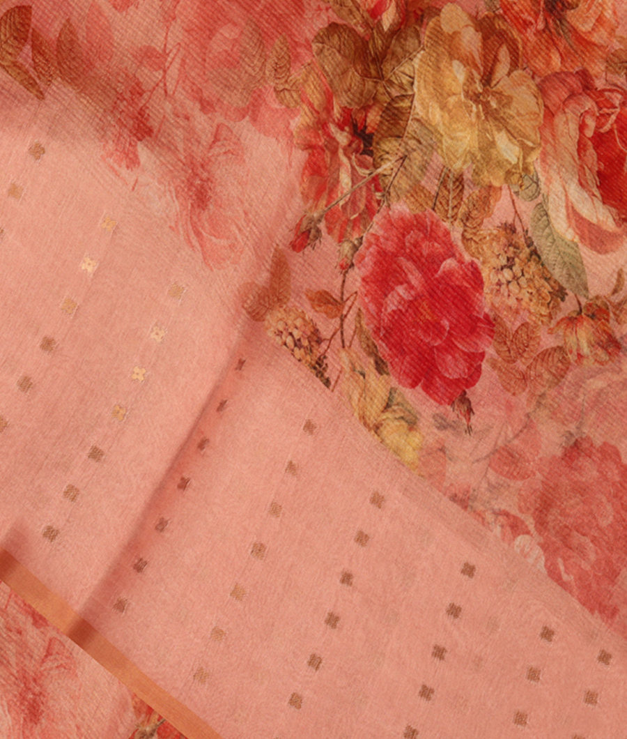Peach Tissue Organza Printed Saree T283190-image