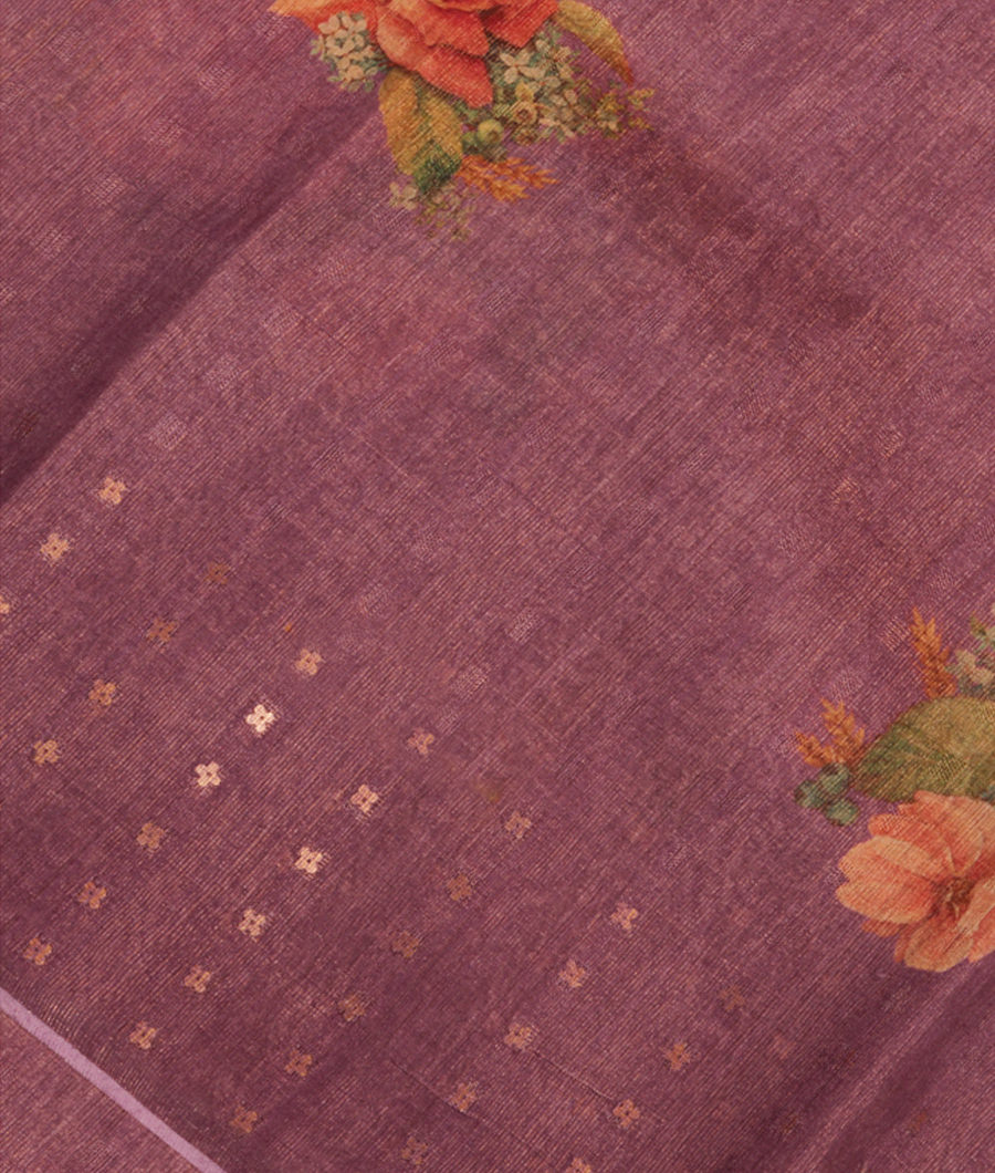 Purple Tussar Printed Saree T283835-image