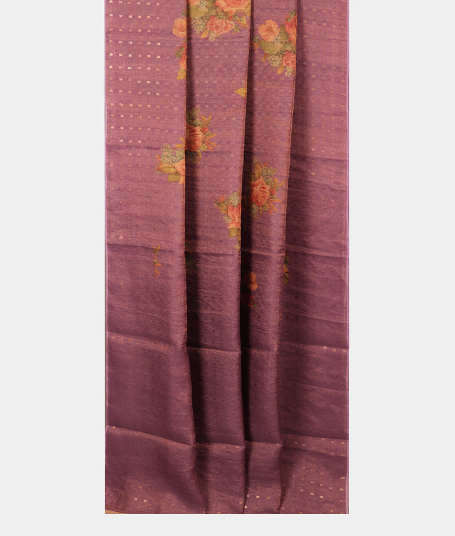 Purple Tussar Printed Saree T2838352