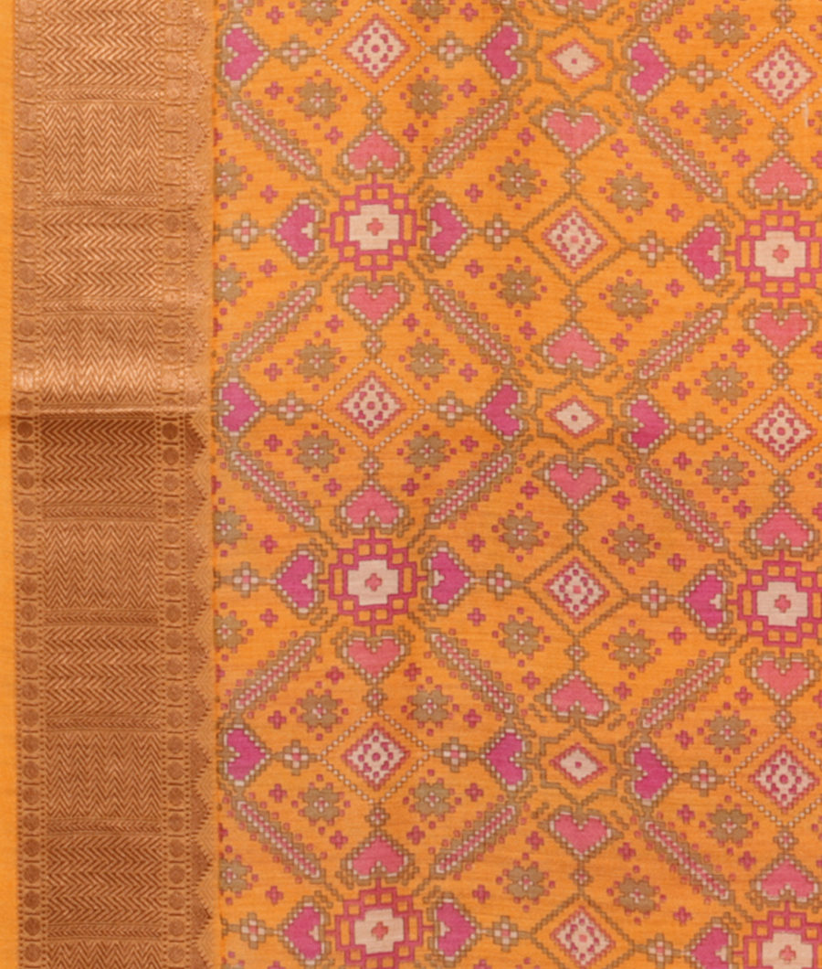 Yellow Tussar Printed Saree T2747523