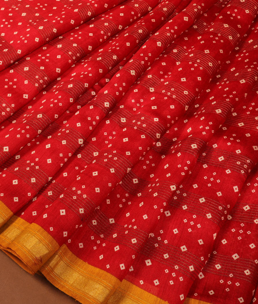 Red Soft Tussar Printed Saree T295819-image