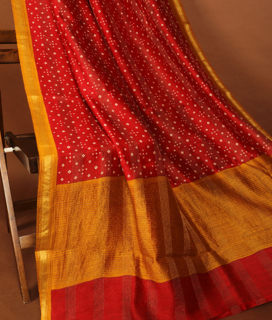 Red Soft Tussar Printed Saree T2958192