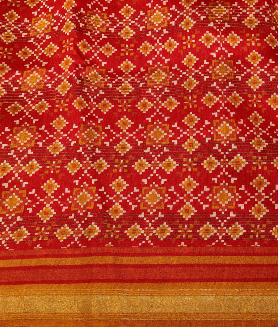 Red Soft Tussar Printed Saree T2958193