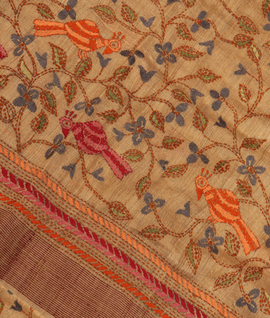 Beige Tussar Embroidery Saree T270131-image